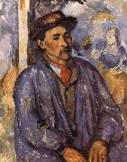 Paul Cezanne farmers wearing a blue jacket oil painting reproduction